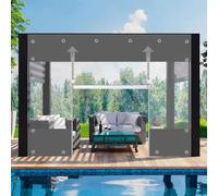 Bâche en PVC/vinyle - Rideau d'extérieur avec 2 fermetures à glissière - Épaisseur 0,55 mm - Grammage 650 g/m² - Imperméable - Dimensions 2,4 x 3 m - Gris foncé