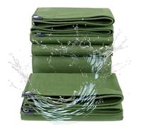 Bâche en toile résistante et imperméable, verte, 1,2 x 2,4 m, 3 x 4 m, 3 x 5 m, 3 x 7 m avec œillets - Idéale pour toits, piscines, camping et protection extérieure