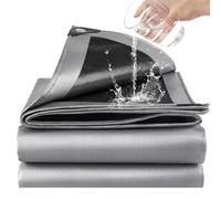 Bâche étanche, robuste, 180 g/m², dimensions 2m x 4m, couleur argentée et noire, résistante au gel, protection UV, plastique PE