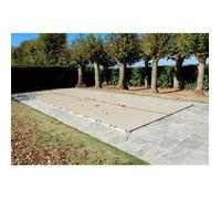 Bâche Hiver 550 g/m² Beige 7,60 x 4,10 m Pour Piscine Max 7 x 3,5 m avec Grille d'Evacuation - Fabrication Française - Direct Usine
