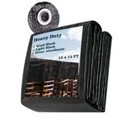 Bâche imperméable noire robuste de 3 x 4 m, résistante aux UV, 140 g/m², couverture robuste avec œillets, anti-vent, bloc lumineux, bâche polyvalente pour camping, abri de jardin, étang à poissons,
