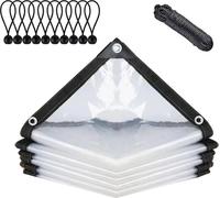 Bâche imperméable transparente avec œillets - Bâche pour meubles de jardin et usage extérieur, 2 x 2 m