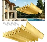 Bâche Ombrage 70x200cm Protection UV 98%, Indéchirable Ombrage Retractable Vague Tailles Personnalisables, avec Cordes Fixes pour Jardins Terrasse Pergola, Jaune Sable