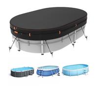 Bâche Ovale 500D Piscine Hors Sol 245x440 cm - Imperméable Anti-UV Coupe-Vent Bandes Réfléchissantes - Hivernage