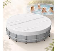 Bâche Piscine Ronde Protection Imperméable Oxford UV Cordon de Serrage | Hivernage Hors Sol Antipoussière Résistante aux Déchirures Été Hiver Pliable Intempéries Feuilles Pluie(White,16FT/520cm)