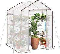 Bâche pour serre à tomates XXL 200 x 145 x 145 cm pour la culture des tomates, avec 10 étagères, revêtement en PVC robuste, résistante à l'hiver, blanche
