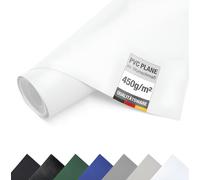 Bâche PVC, bâche pour camion, 450g/m², bache, bâche de protection, bâche de couverture, marchandise au mètre- SANS oeillets- (3m x 6m, blanc RAL9010)