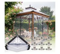 Bâche PVC Transparente Lourde 0,35 Mm Étanche Tout Temps UHEKC | Rideau Bâche PVC Transparent Pour Pergola Avec Verrouillage Rotatif(4x3.5m/13.12x11.48ft)