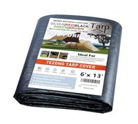 Bâche Robuste et imperméable de 1,8 x 4,9 m - Grande bâche Noire en Plastique de 3,7 mm d'épaisseur - Multifonction - pour Pluie ou Soleil, Toit, auvent, terrasse, Bois de Chauffage