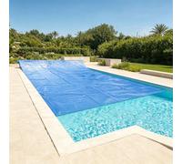 Bâche Solaire de Piscine 190 x 200 cm Rectangulaire Couverture de Piscine Solaire Découpe Individuelle pour Piscines, Bleu
