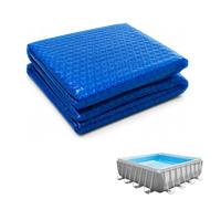 Bâche Solaire Piscine 300 x 500 cm Chauffage de Piscine Épaisseur de 400µm Couverture de Protection Anti-Évaporation et Saletés pour Hors Sol, Bleu