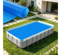 Bâche Solaire Piscine 85 x 100 cm Épaisseur 400 µm, Anti-Pluie Anti-Poussière Protection UV, Effet Chauffant Écologique, Découpable, Bâche Solaire Piscine Rectangulaire, Bleu