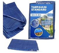 Bâche Standard imperméable à l'eau et à la poussière Couverture de Protection renforcée Tissu Solide et résistant (50 g/m² 3 m x 4 m)