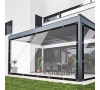 Bâche transparente, 1 x 2 mètres avec œillets, 420 g/m², bâche de protection transparente, film imperméable pour protéger de la pluie, du vent et de la poussière, pour une utilisation en extérieur, av