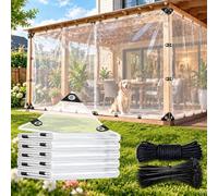 Bâche Transparente 12 mil en PE, 2.9 m x 2.9 m, Imperméable avec Œillets, pour Balcon, Pergola et Mobilier Extérieur