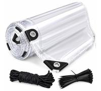 Bâche Transparente 12 mil en PE, 6 m x 10 m, Imperméable avec Œillets, pour Balcon, Pergola et Mobilier Extérieur