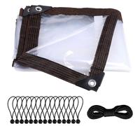 Bâche transparente à œillets, 3 x 3 m, transparente, imperméable, couverture de terrasse, couverture de jardin, bâche résistante aux intempéries, protection contre la pluie en extérieur, pour les meub