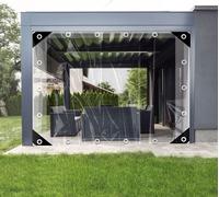 Bâche transparente avec œillets bâche de couverture imperméable PVC 450 g/m² Pour pavillon, balcon, meubles de balcon,meubles de jardin avec corde et serre-câbles, taille : 4mx2m
