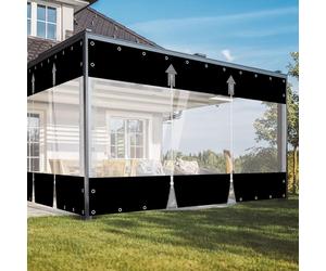 Bâche transparente avec œillets Bâche de couverture imperméable Rideau extérieur 650G/m² Rideau de séparation Bâche de protection contre la pluie Bâche de tente pour garage terrasse jardin balcon,H2.1