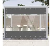 Bâche transparente avec œillets Étanche 420g/m² PVC Bâche de couverture Tissu de protection contre le vent Protection contre la pluie pour pavillon de jardin Terrasses Balcon Serres,Gris,H 3m x L 2.1m