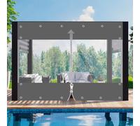 Bâche transparente avec œillets, imperméable, pour l'extérieur, rideau, 650 g/m², séparateur, protection contre la pluie, bâche pour garage, terrasse, jardin, balcon, couleur grise, dimensions : H 2,4