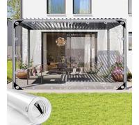 Bâche Transparente avec œillets pour l'extérieur en PVC Transparent Panneaux Latéraux De Bâche Étanche Claire pour Pergola Gazebo Porche,Nozip,1×2m(3.3x6.6ft)