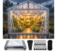 Bâche transparente extérieur imperméable avec œillets pour terrasse pergola | Bâche PVC cristal épaisse, protection pluie et vent, rideau plastique pour balcon et serre(Gray,W300xH500cm)