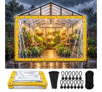 Bâche transparente extérieur imperméable avec œillets pour terrasse pergola | Bâche PVC cristal épaisse, protection pluie et vent, rideau plastique pour balcon et serre(Yellow,W300xH500cm)