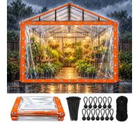 Bâche transparente extérieur imperméable avec œillets pour terrasse pergola | Bâche PVC cristal épaisse, protection pluie et vent, rideau plastique pour balcon et serre(Orange,W300xH500cm)
