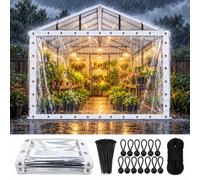 Bâche transparente extérieur imperméable avec œillets pour terrasse pergola | Bâche PVC cristal épaisse, protection pluie et vent, rideau plastique pour balcon et serre(White,W300xH500cm)