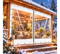Bâche Transparente Extérieur Imperméable Avec Œillets Rideau PVC | Rideau Extérieur Terrasse En Vinyle PVC Coupe-vent Avec Fermeture Éclair for Pergola Et Véranda(Blanc)