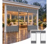 Bâche Transparente Extérieure PVC Avec Œillets Et Fermeture Éclair Pergola | Bache Pergola 0.30mm Bâche de Protection Imperméable Contre le Vent et Pluie Pavillon Rideau(Gray,W35.4" x H157.5")