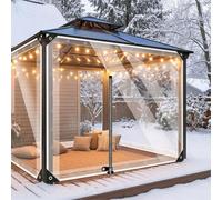 Bâche Transparente Imperméable avec fermeture éclair Œillets H2xW2m | 500g/m² PVC 0,5mm Bâche Transparente protection imperméable, zip, étanche pluie/vent,sur mesure pour pergola,véranda,balcons