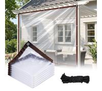 Bâche Transparente Imperméable Haute Résistance, Bâche en PE avec Œillets Renforcés, Housse Plastique pour Serre, Pergola, Terrasse, Balcon, Poulailler, Protection Extérieure,4.5x7m