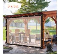 Bâche Transparente imperméable pour Rideaux d'extérieur, Panneaux latéraux 3 x 3m, bâches Transparentes imperméables avec œillets
