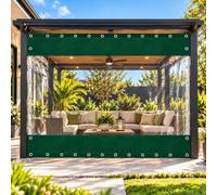 Bâche Transparente Imperméable PVC 0,3 mm avec Œillets | Rideau Extérieur Anti-Déchirure pour Terrasse Pergola Serre Jardin Balcon, Noir Renforcé(Vert,W180xH600cm)