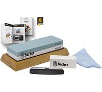 Bacher Pierre à Aiguiser Couteaux 3000/8000 - Guide d'Angle, Pierre à Eau | grain selon la norme JIS R6001 | double face, sans huile | ciseaux à bois, rasoirs | corindon blanc | eBook