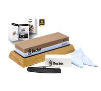 Bacher Pierre à Aiguiser Couteaux 400/1000 - Guide d'Angle, Pierre à Eau | grain selon la norme JIS R6001 | double face, sans huile | haches, sécateurs, outils | corindon blanc | eBook