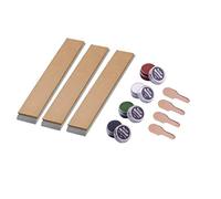 Bacher Strop en Cuir pour Affûtage - 3 pcs, 150 x 25 mm, 4 pâtes à polir | lanoline et cire d'abeille nourrissent le cuir | 4 grains 2000-12000 | base alu rigide | compatible TSPROF, Hapstone, Ruixin