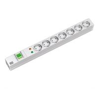 Bachmann 19" 1U 7 prises CEE7/3, 1 interrupteur, 1 disjoncteur SPD, câble d'alimentation 2,0 m CEE7/7