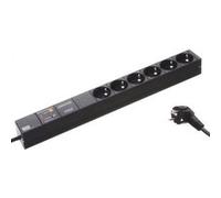 Bachmann PDU 333.536, 6 Prises CA, 230V, 50Hz, 1U, Montage Rack 19", Protection Surtension, Câble 2m, Noir