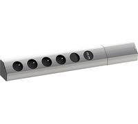 Bachmann 2.00m Bâti de prises avec interrupteur argent 4 923.012 - Bâti de prises Unité de distribution de courant (PDU) 4 sorties AC (923.012)