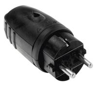 Bachmann 913.171 Fiche électrique mâle avec terre caoutchouc, silicone 250 V noir IP20
