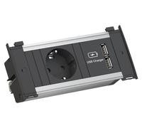 BACHMANN 927.201 KAPSA Prise encastrée et chargeur USB avec câble d'alimentation / multiprise / prise de courant de sécurité