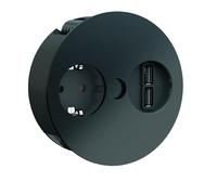 Bachmann 931.131 Twist 1xCEE7/3 Chargeur USB 1 x USB 2 m AEH, RAL9005 30GE Noir