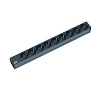 Multiprise Bachmann 19" en aluminium, 1U, 9 prises à 35°, noir, 2,0 m, sans interrupteur