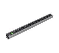 Barrette d'artisan Bachmann à 12 prises, 90°, noire, 2,0 m, avec interrupteur