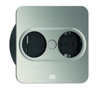 BACHMANN TWIST 2 1xCEE7/3 1xUSB A/C 22W 2,0m AEH aspect inox carré