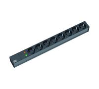 Bachmann Multiprise 19" 1U en aluminium 8 prises sans interrupteur noir 2,0 m