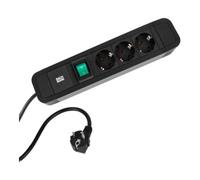 BACHMANN PRIMO2 Multiprise 3x contact de protection, aluminium, interrupteur, noir, 2 m
